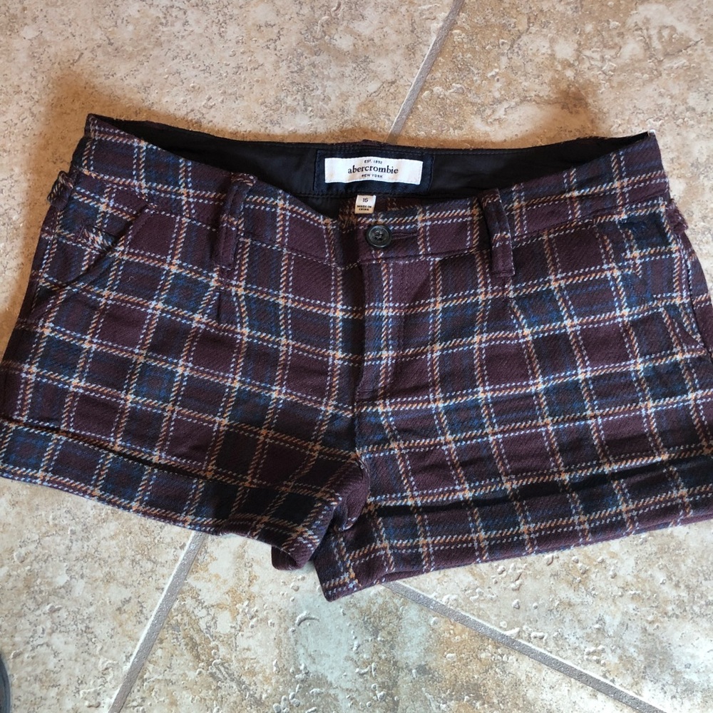 Abercrombie girls wool plaid shorts NWOT